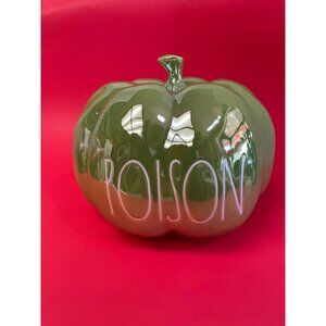 Rae‎ Dunn Pumpkin Birdhouse Glazed Ceramic Green Poison Artisan 7" Decorative